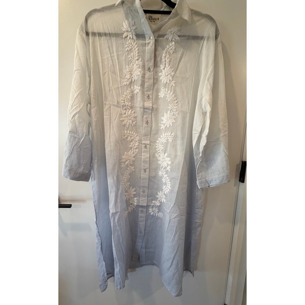 Rhea Embroidered Long Sleeve Cover Up Dress - See Description - Picture 3 of 8